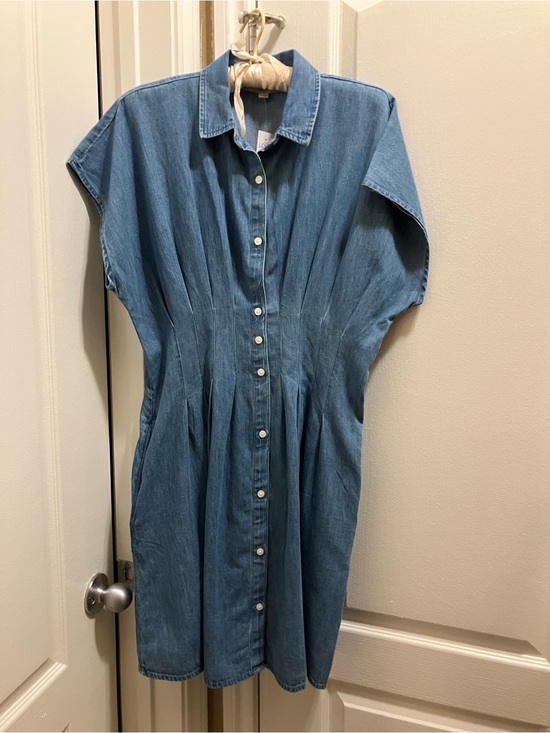 LOFT Dresses & Skirts - Denim Button-Front Shirt Dress in Light Blue